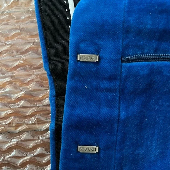 Gucci Blue Velvet Flared Cuffed Pants 48IT MEDIUM Pre-Fall 2019 Harry Styles - Picture 8 of 11